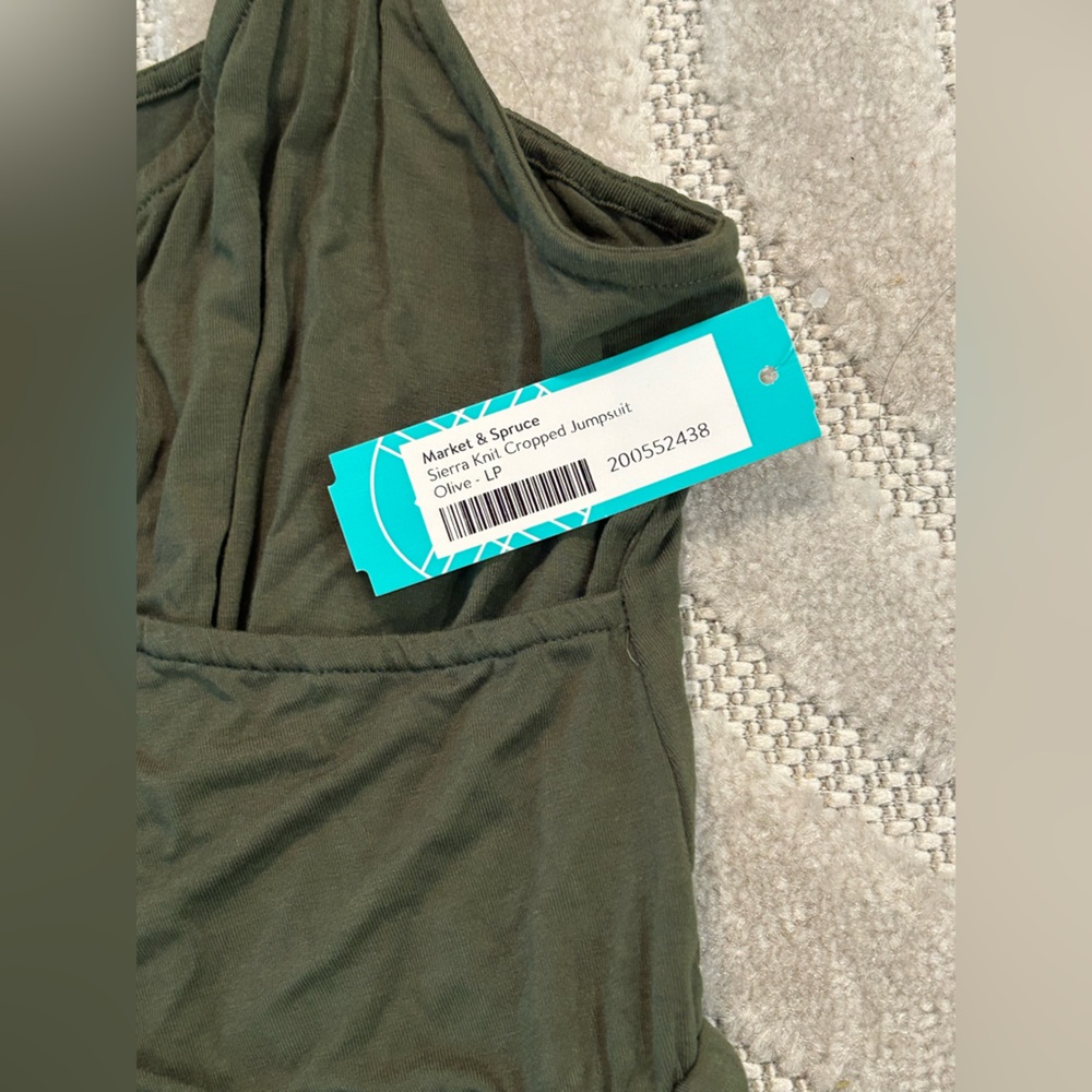 NWT Market & Spruce Sierra Knit Cropped Jumpsuit in Olive - L Petite - Picture 11 of 13